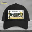 I Love Nebraska Novelty License Plate Hat Mesh / Black