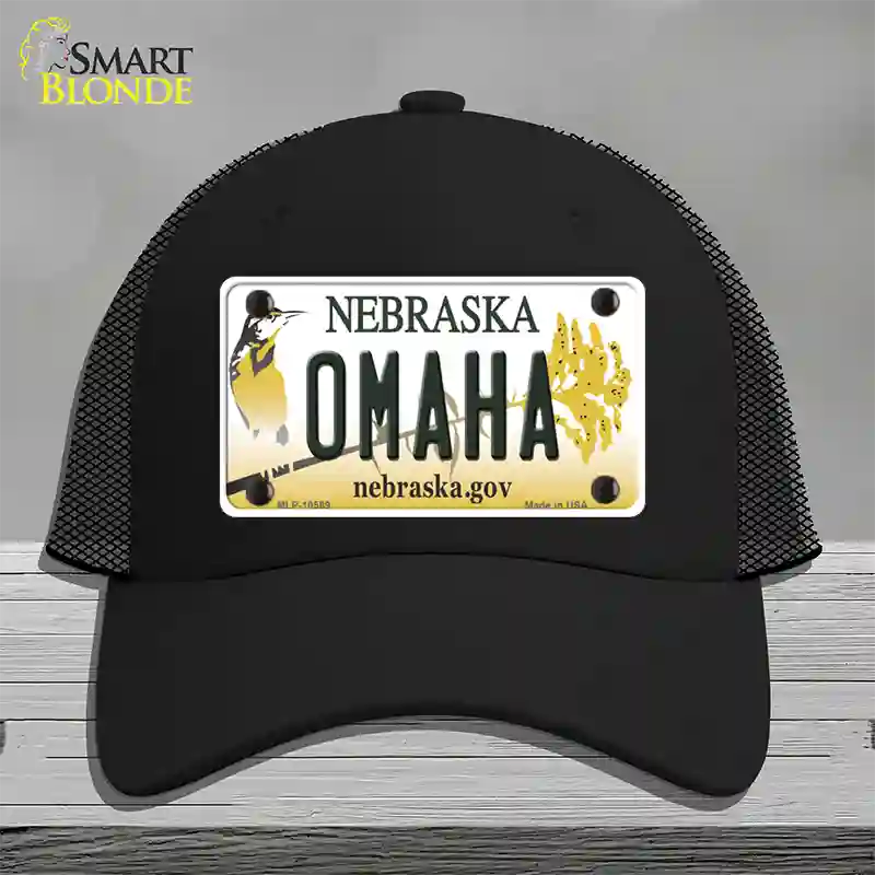 Omaha Nebraska Novelty License Plate Hat Mesh / Black