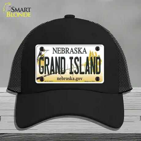 Grand Island Nebraska Novelty License Plate Hat Mesh / Black