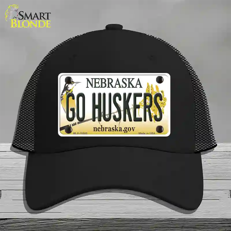 Go Huskers Nebraska Novelty License Plate Hat Mesh / Black