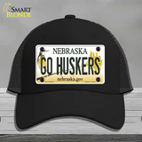 Go Huskers Nebraska Novelty License Plate Hat Mesh / Black