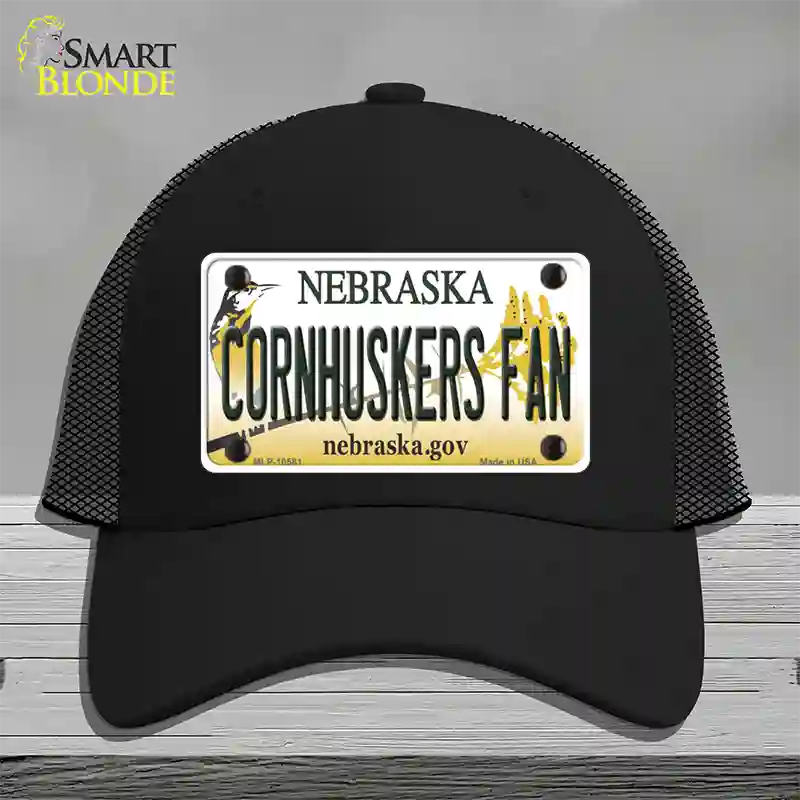 Cornhuskers Fan Nebraska Novelty License Plate Hat Mesh / Black