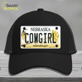 Cowgirl Nebraska Novelty License Plate Hat Mesh / Black