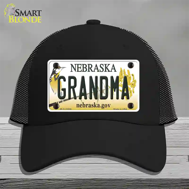 Grandma Nebraska Novelty License Plate Hat Mesh / Black