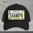 Grandpa Nebraska Novelty License Plate Hat Mesh / Black