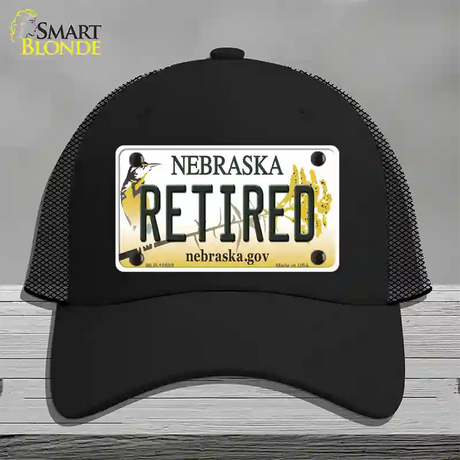 Retired Nebraska Novelty License Plate Hat Mesh / Black