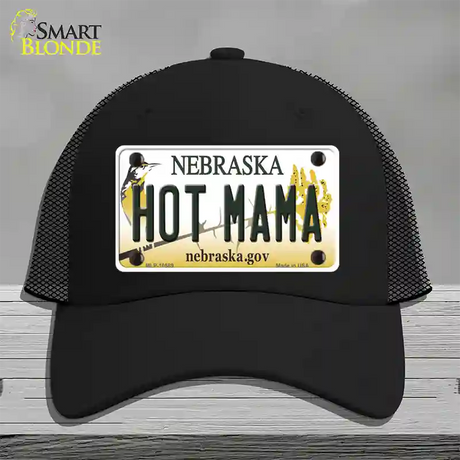 Hot Mama Nebraska Novelty License Plate Hat Mesh / Black