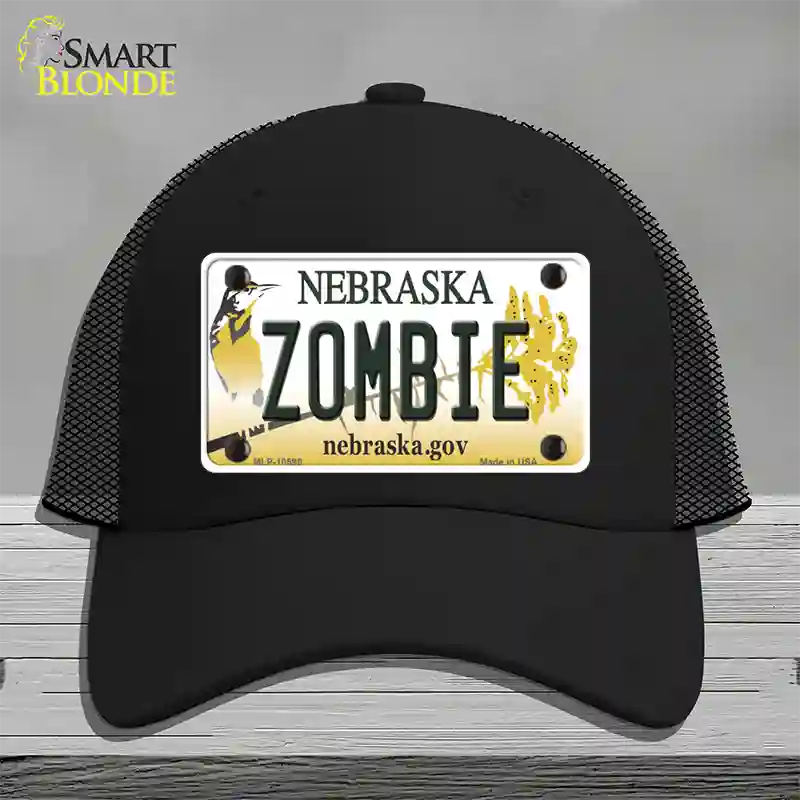 Zombie Nebraska Novelty License Plate Hat Mesh / Black