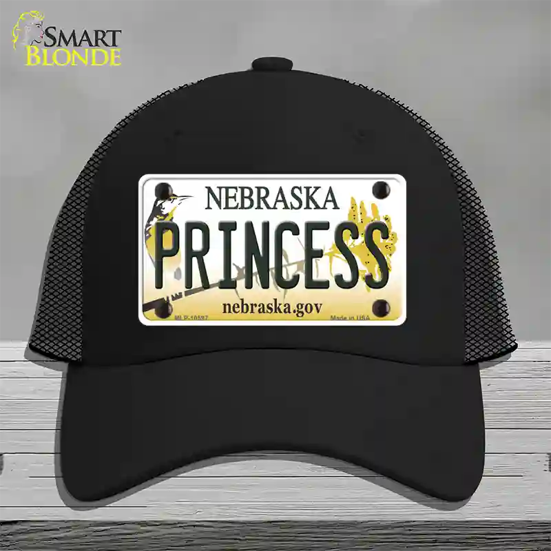 Princess Nebraska Novelty License Plate Hat Mesh / Black