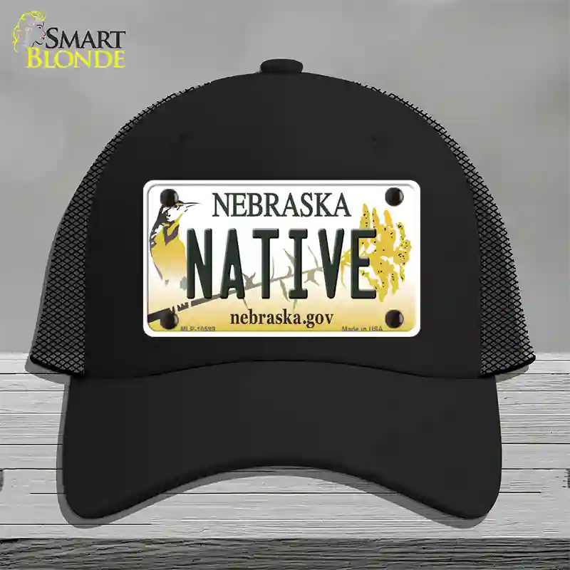 Native Nebraska Novelty License Plate Hat Mesh / Black