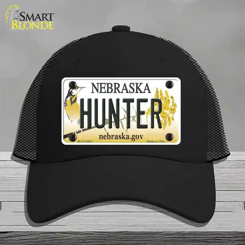 Hunter Nebraska Novelty License Plate Hat Mesh / Black