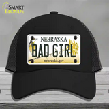 Bad Girl Nebraska Novelty License Plate Hat Mesh / Black