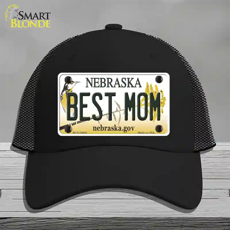 Best Mom Nebraska Novelty License Plate Hat Mesh / Black