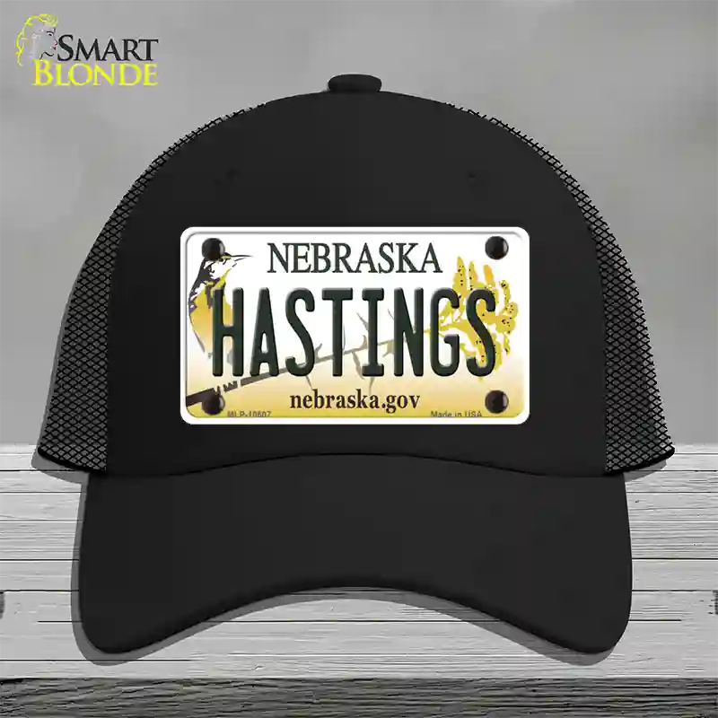 Hastings Nebraska Novelty License Plate Hat Mesh / Black