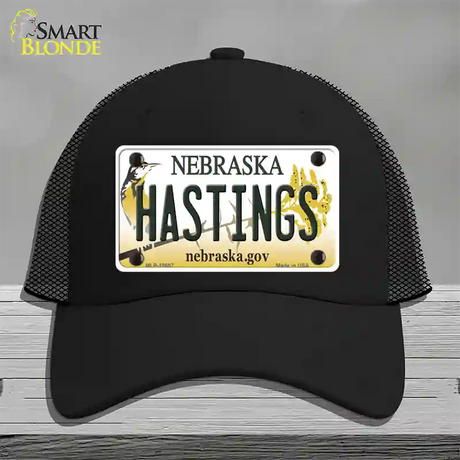 Hastings Nebraska Novelty License Plate Hat Mesh / Black