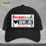 I Love Wisconsin Novelty License Plate Hat Mesh / Black