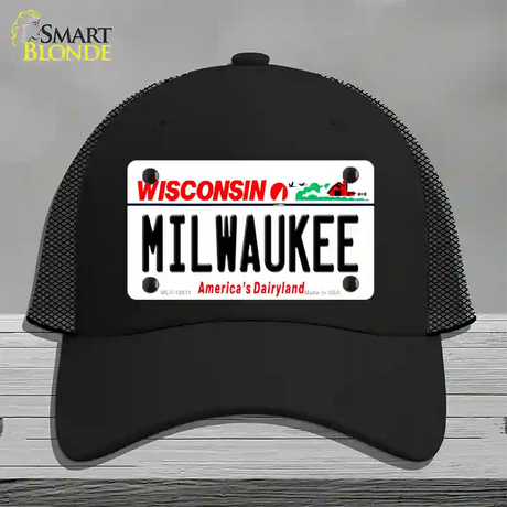 Milwaukee Wisconsin Novelty License Plate Hat Mesh / Black