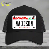 Madison Wisconsin Novelty License Plate Hat Mesh / Black