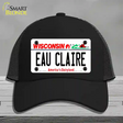 Eau Claire Wisconsin Novelty License Plate Hat Mesh / Black