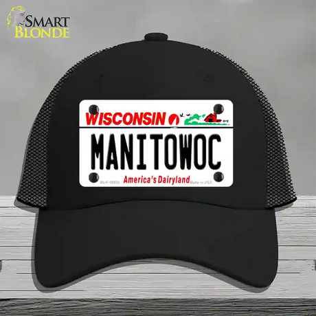 Manitowoc Wisconsin Novelty License Plate Hat Mesh / Black