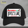 Devils Lake Wisconsin Novelty License Plate Hat Mesh / Black