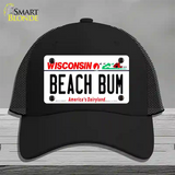 Beach Bum Wisconsin Novelty License Plate Hat Mesh / Black