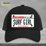 Surf Girl Wisconsin Novelty License Plate Hat Mesh / Black