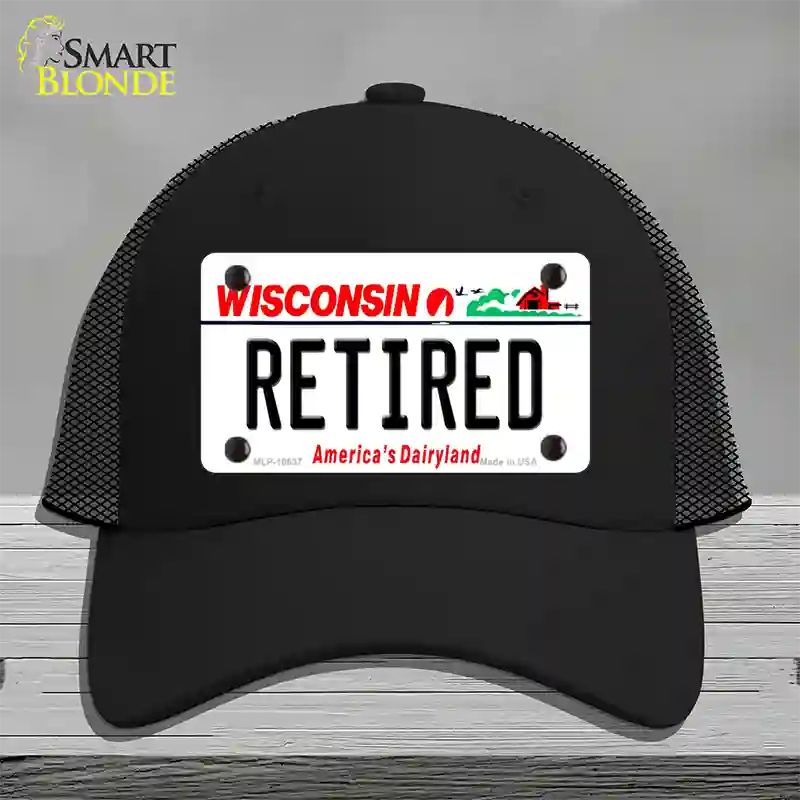 Retired Wisconsin Novelty License Plate Hat Mesh / Black