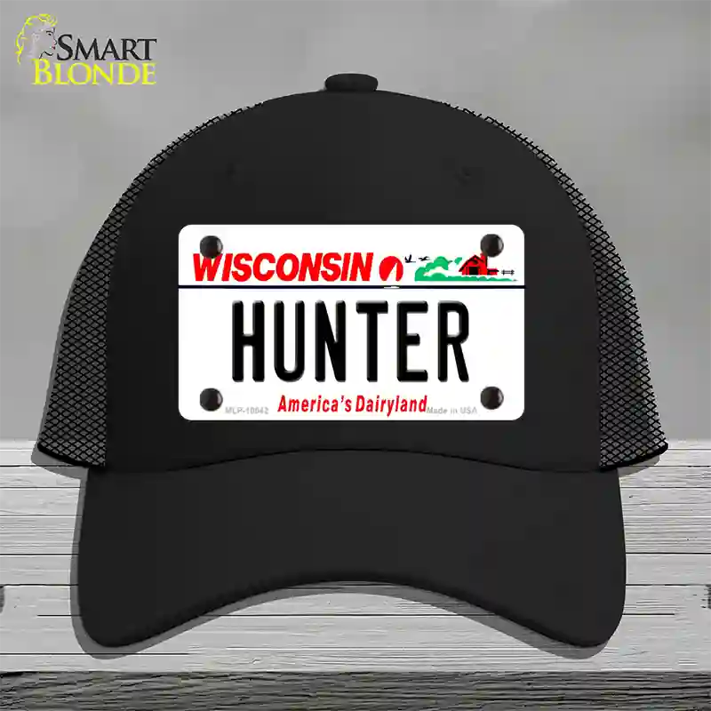 Hunter Wisconsin Novelty License Plate Hat Mesh / Black