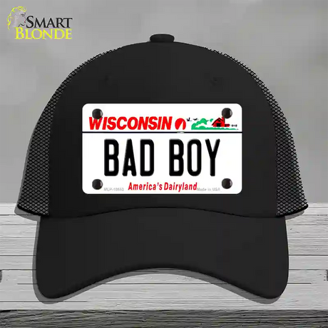 Bad Boy Wisconsin Novelty License Plate Hat Mesh / Black