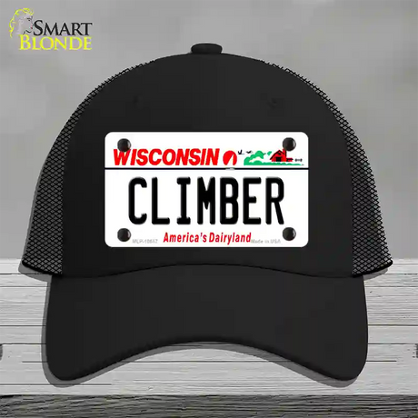 Climber Wisconsin Novelty License Plate Hat Mesh / Black