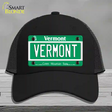 Vermont Green Mountain State Novelty License Plate Hat Mesh / Black