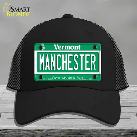 Manchester Vermont Novelty License Plate Hat Mesh / Black