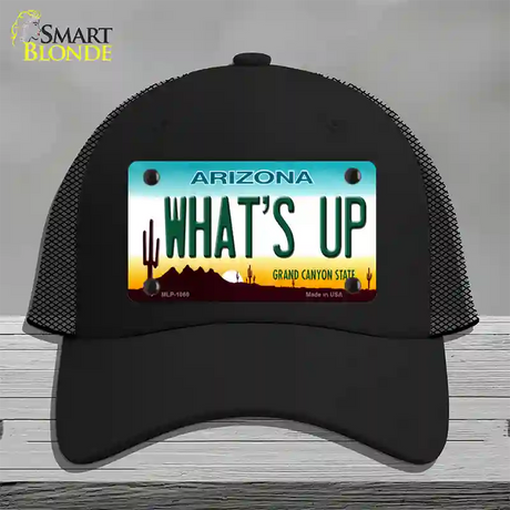 Whats Up Novelty License Plate Hat Mesh / Black