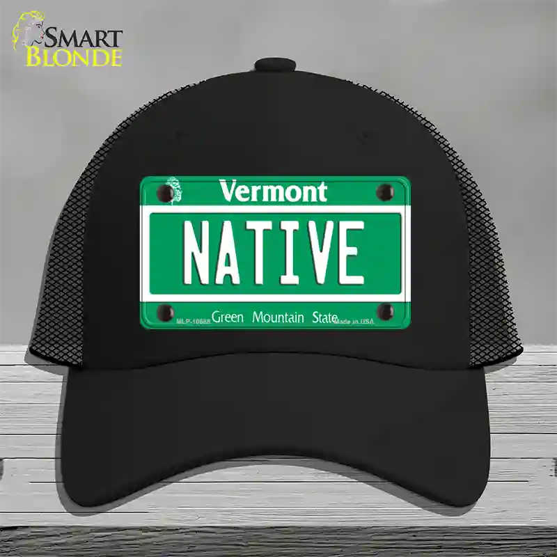 Native Vermont Novelty License Plate Hat Mesh / Black