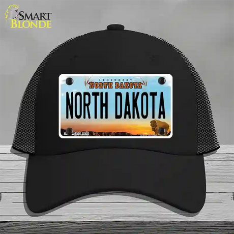 North Dakota Legendary Novelty License Plate Hat Mesh / Black