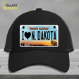 I Love North Dakota Novelty License Plate Hat Mesh / Black