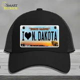 I Love North Dakota Novelty License Plate Hat Mesh / Black