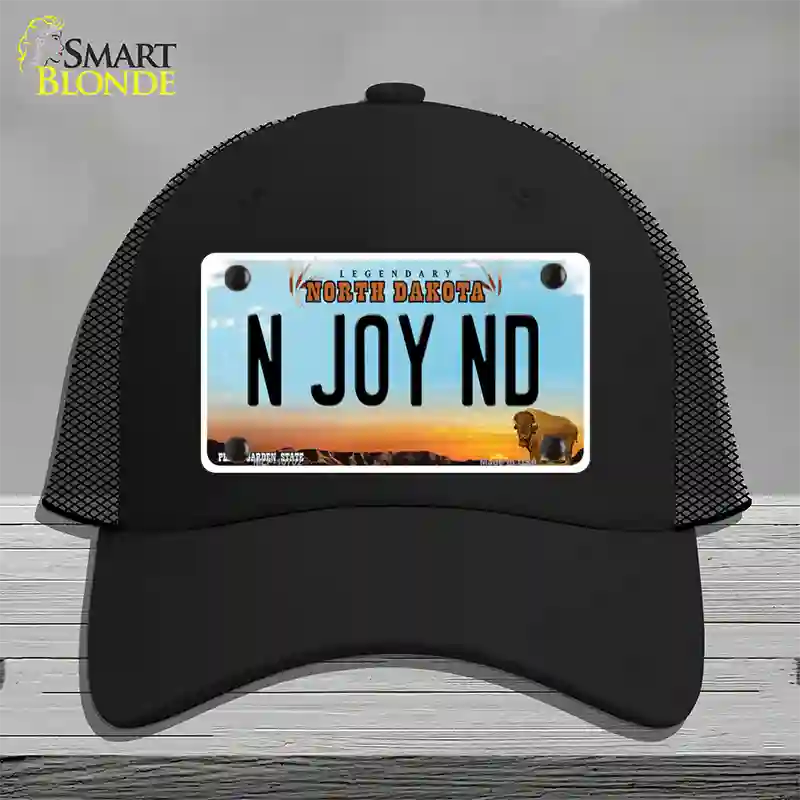 N Joy ND North Dakota Novelty License Plate Hat Mesh / Black