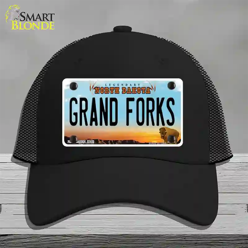 Grand Forks North Dakota Novelty License Plate Hat Mesh / Black