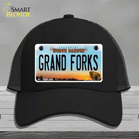 Grand Forks North Dakota Novelty License Plate Hat Mesh / Black