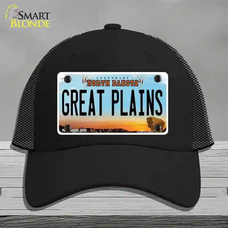 Great Plains North Dakota Novelty License Plate Hat Mesh / Black