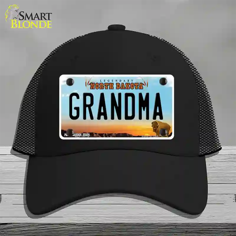 Grandma North Dakota Novelty License Plate Hat Mesh / Black