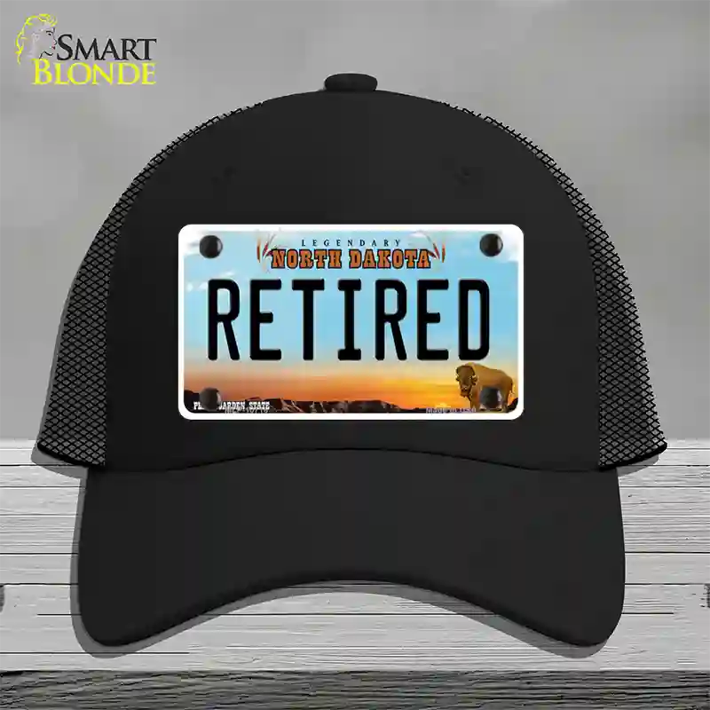 Retired North Dakota Novelty License Plate Hat Mesh / Black