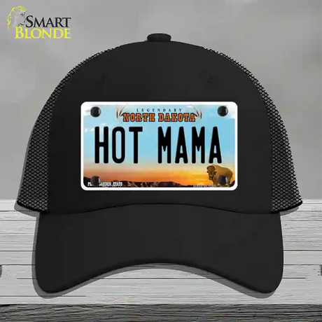 Hot Mama North Dakota Novelty License Plate Hat Mesh / Black