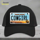 Cowgirl North Dakota Novelty License Plate Hat Mesh / Black