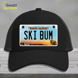 Ski Bum North Dakota Novelty License Plate Hat Mesh / Black