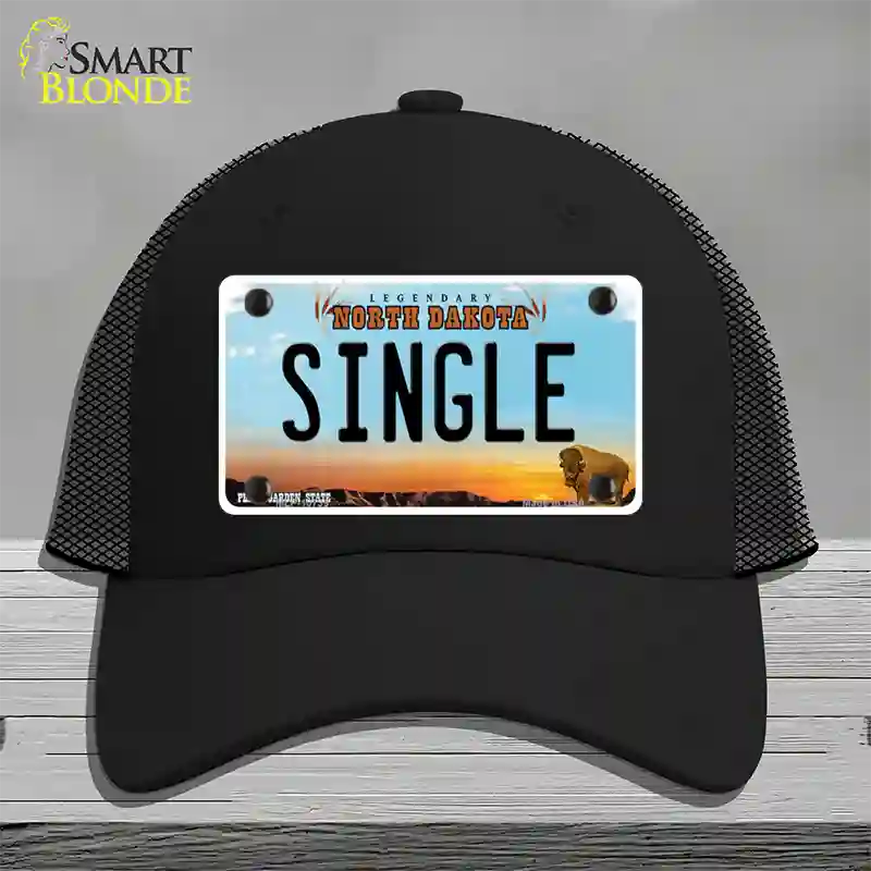 Single North Dakota Novelty License Plate Hat Mesh / Black