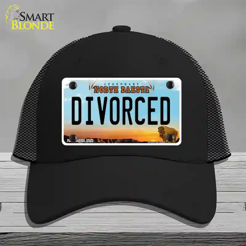 Divorced North Dakota Novelty License Plate Hat Mesh / Black