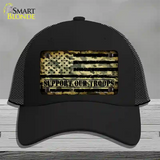 Camo American Flag Support Troops Novelty License Plate Hat Mesh / Black